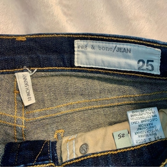 NEW Rag & Bone Jeans Sz 25 Harrow 10” Skinny 98% Cotton Dark Blue Denim - Picture 11 of 16